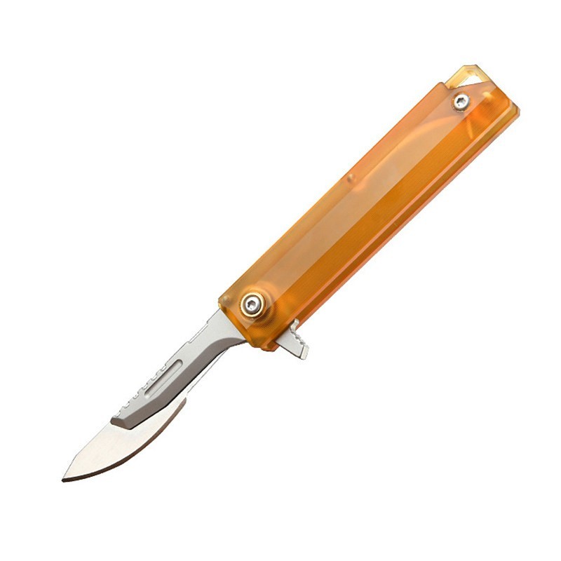 PEI Folding Utility Knife Keychain Box Cutter EDC Pocket Tool with Spare Blades