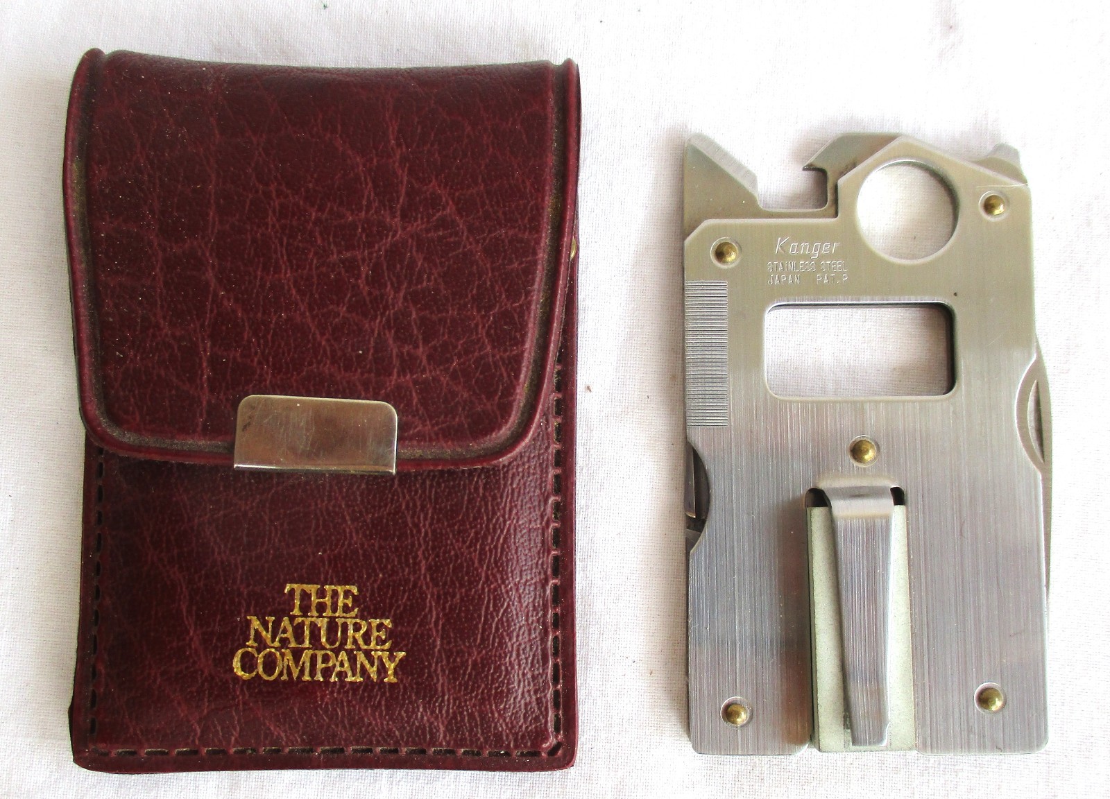 Kanger Stainless Steel Survival Multi-Tool in Nature Company Leather Pouch