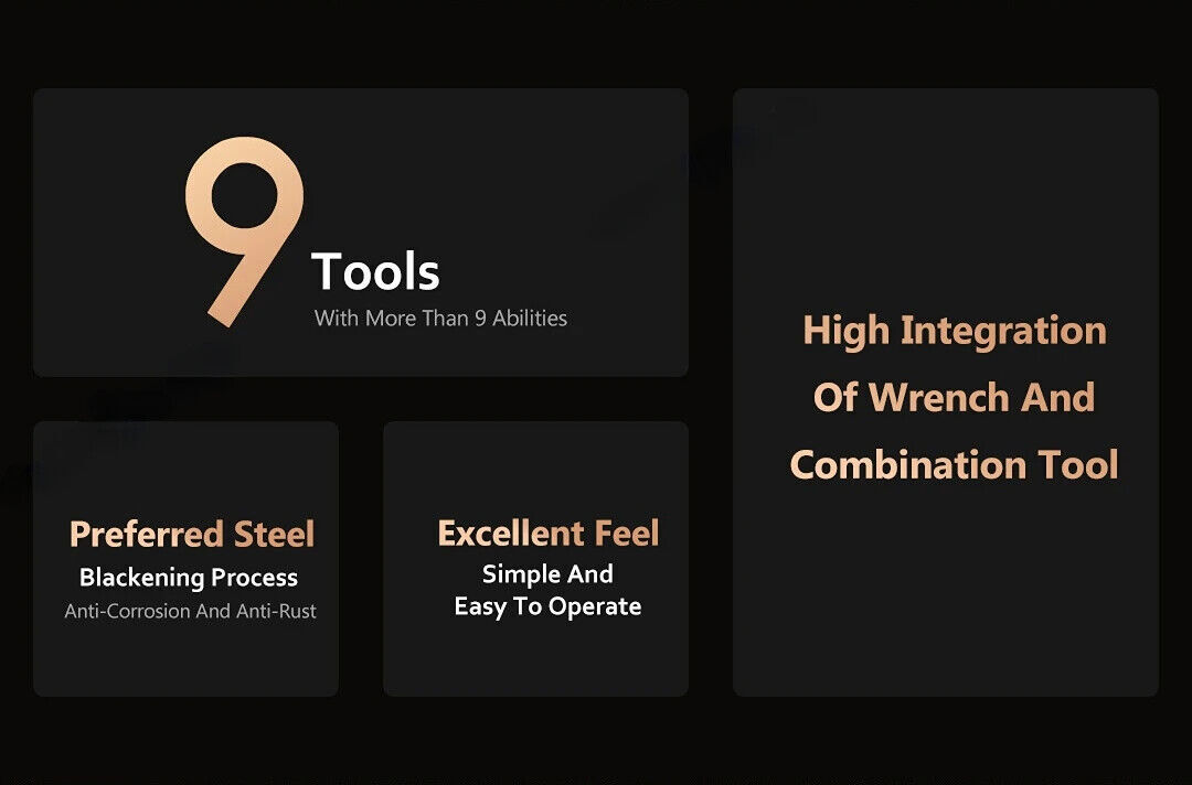 9 In 1 Wrench Knife Folding Multi-Purpose Pliers Wood Saw Slotted Screwdrivers