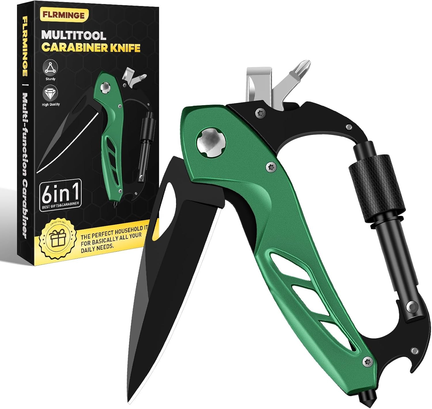 Multitool Carabiner W/ Pocket Knife Survival Gear Camping Hiking，EDC Carabiners
