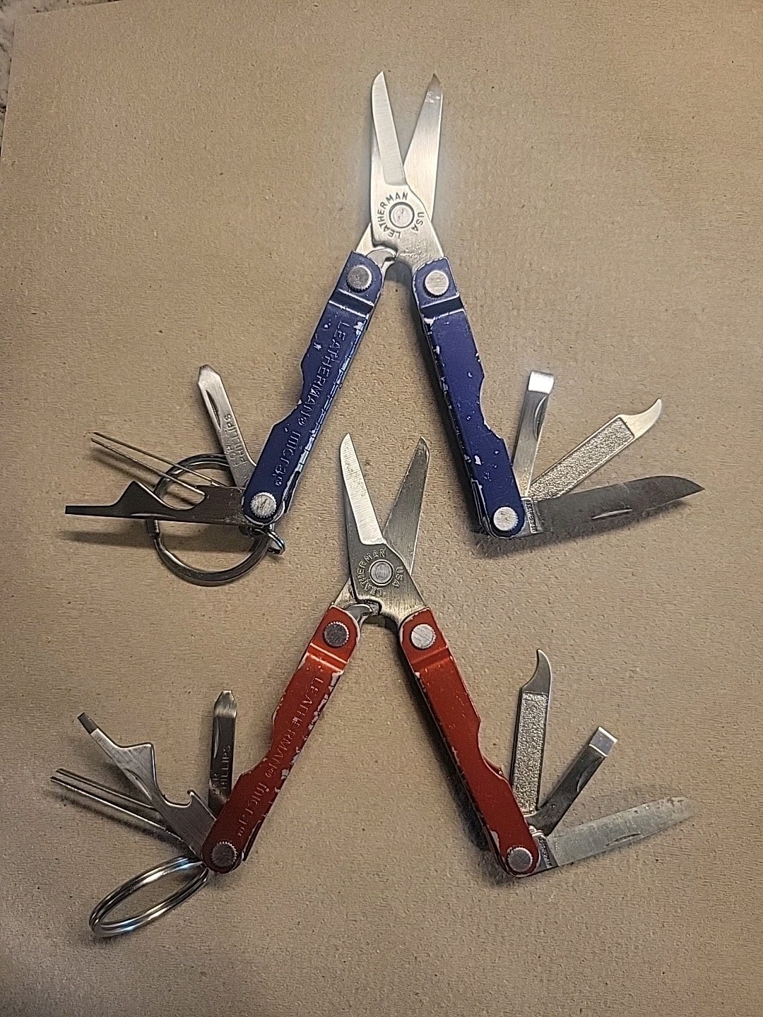 2 Leatherman Micra Multi Tool Blue Red Good Condition All Working Tools Lot C