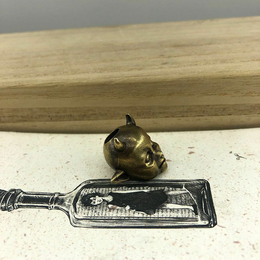 EDC Brass Hell Devil Knife Bead DIY Umbrella Rope Keychain Tool Lanyard Pendant