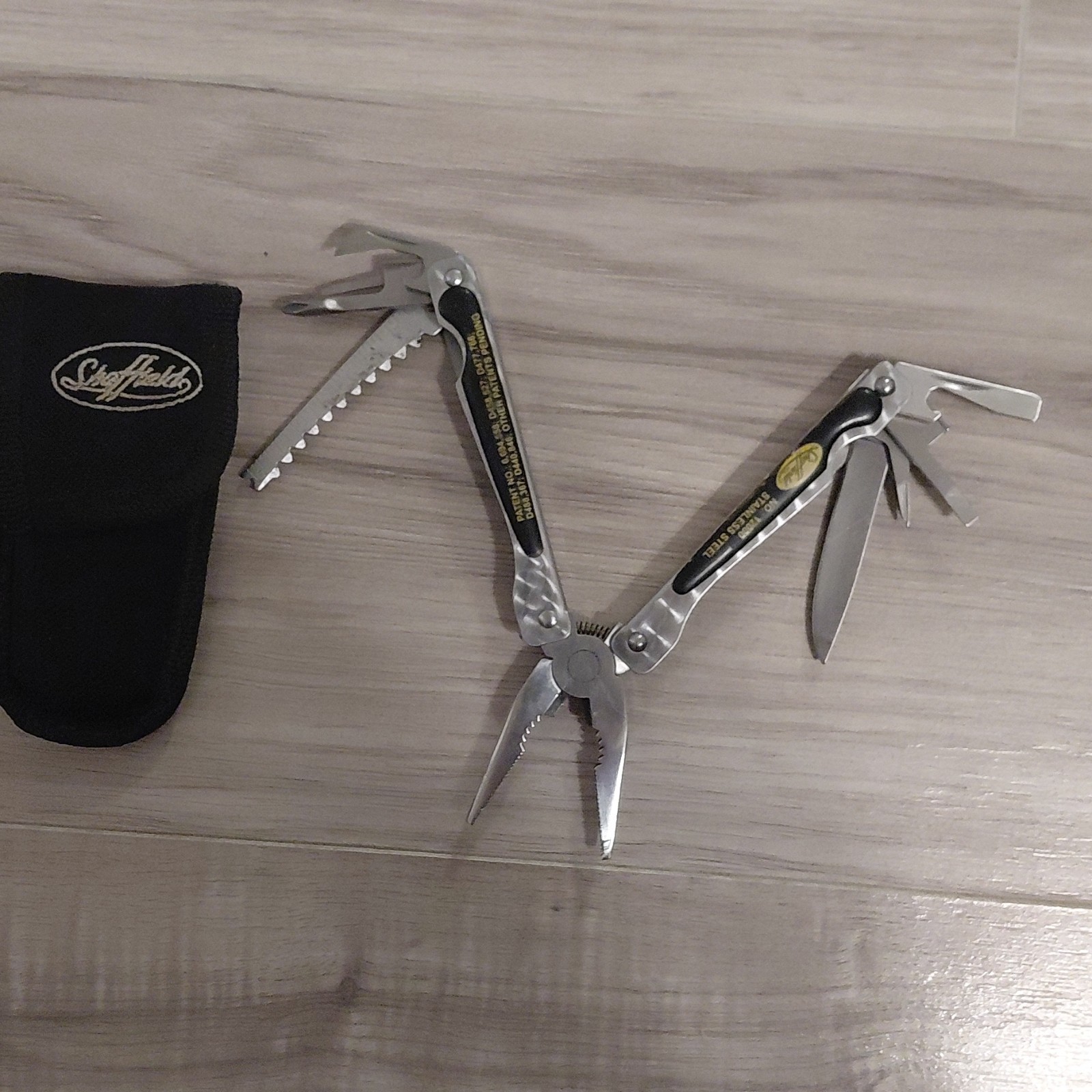 Sheffield NO. 12000 Stainless Steel Multi-Tool with Sheath Silver Black