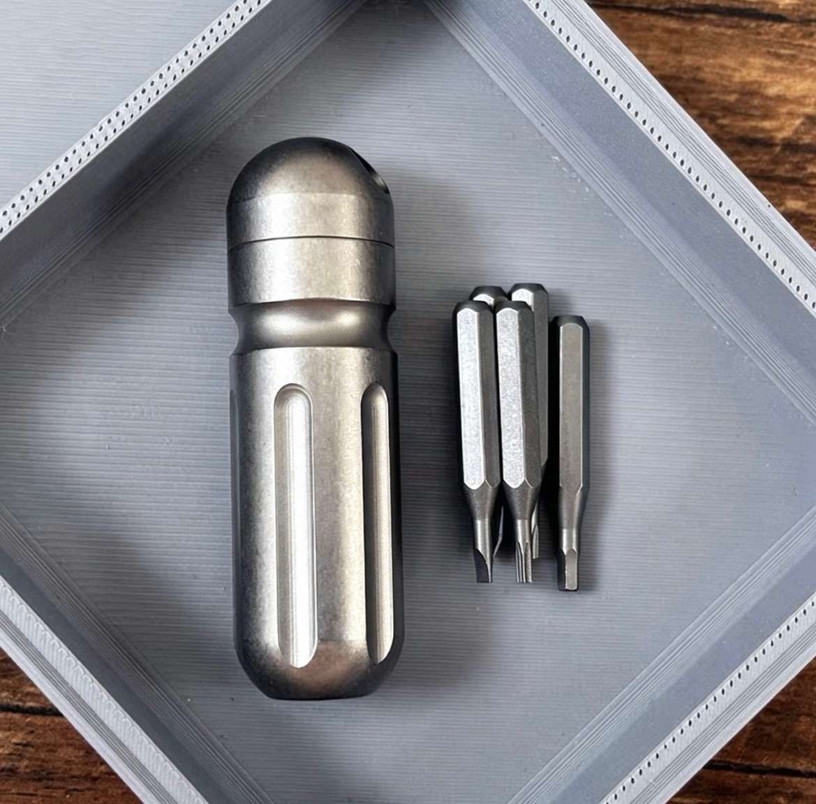 Titanium Pocket Mini Waterproof Holder with Bits Portable Outdoor EDC Multi Tool