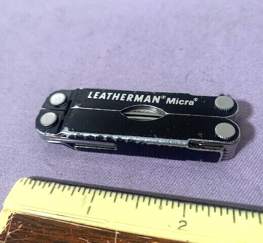 OEM Leatherman Micra Black Keychain Pocket Stainless MultiTool Knife USA ~ Good