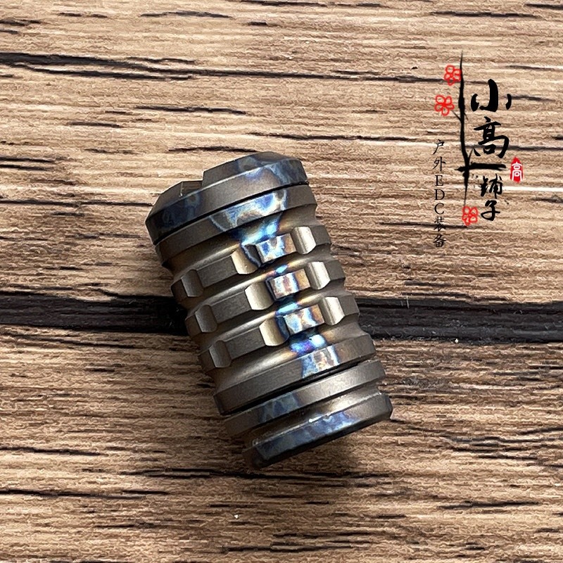 EDC Titanium Alloy Umbrella Rope End Flashlight Necklace Pendant Ring Accessory
