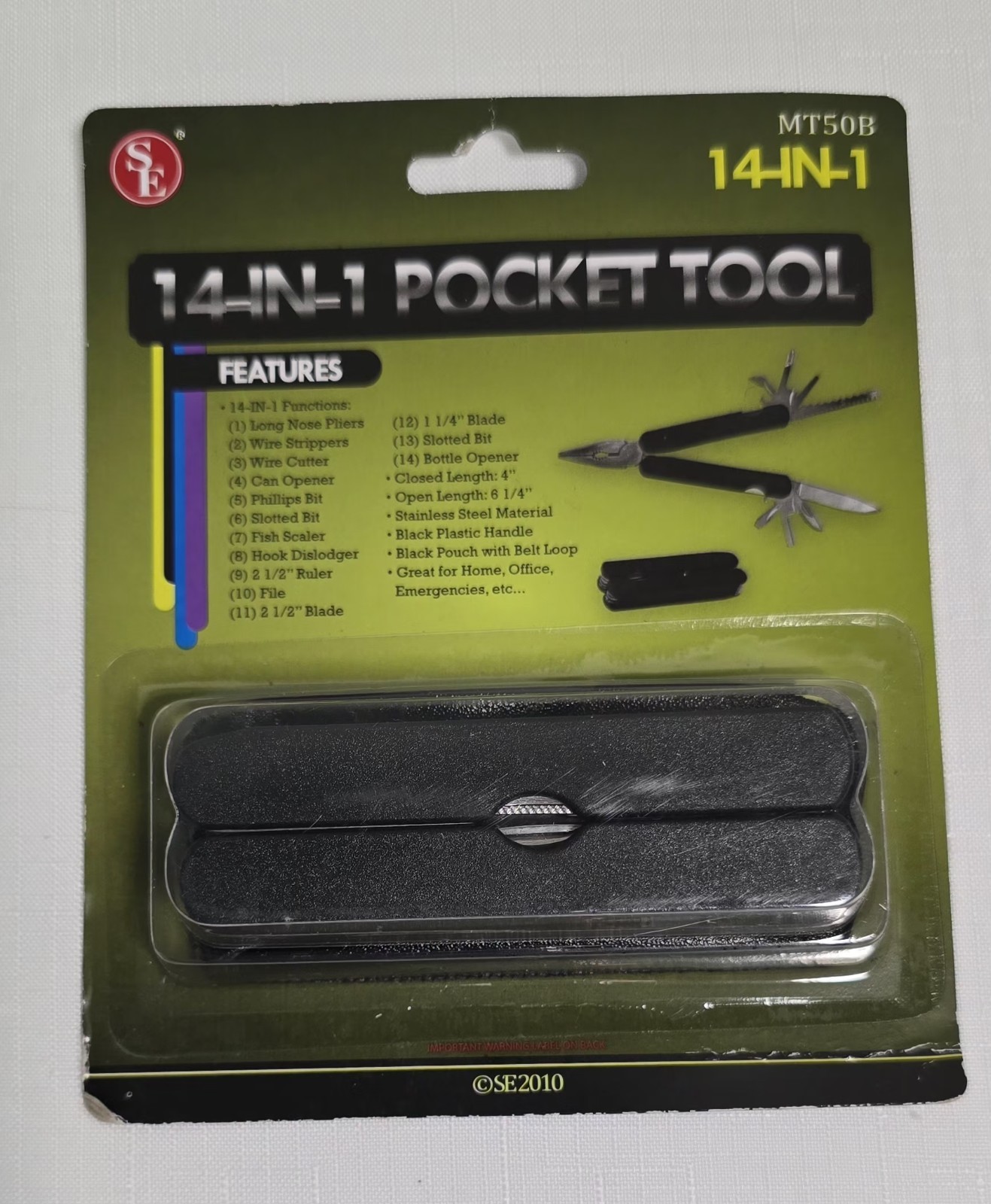 SE MT50B 14-in-1 multi-functional pocket tool, new, sealed package