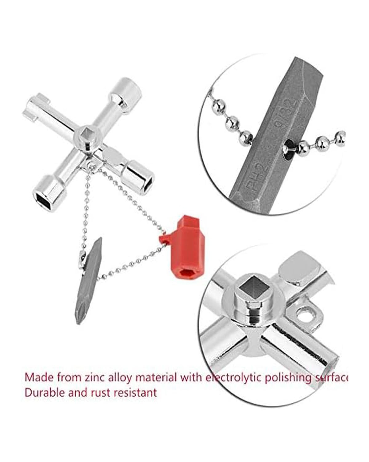 4 Ways Water Meter Key Multi-Function Utility Wrench Faucet Shut off Tool
