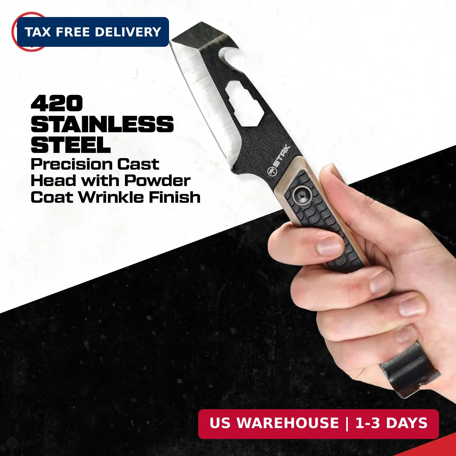 STAK 11815 Tac EDC Pry Bar, 10″ EDC Multitool, 420 Stainless Steel Blade with…