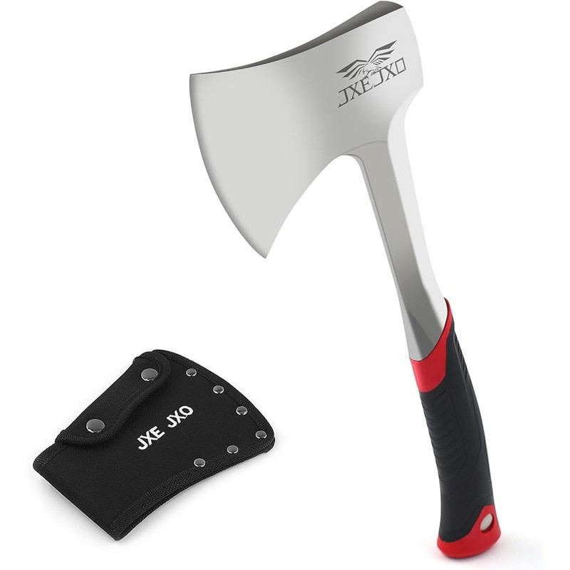 Compact Hatchet Heavy Duty Camping Tool Ergonomic Grip Forged Steel Sheath New