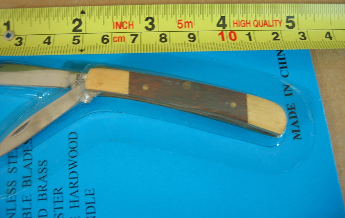 Stainless Steel Double Blade Folding Pocket Knife Brass Bolsters Hardwood Handle