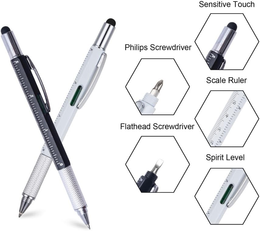Multitool Pen Set Gift for Men, Gift for Dad, Stylus Pen, Ruler, Screwdriver