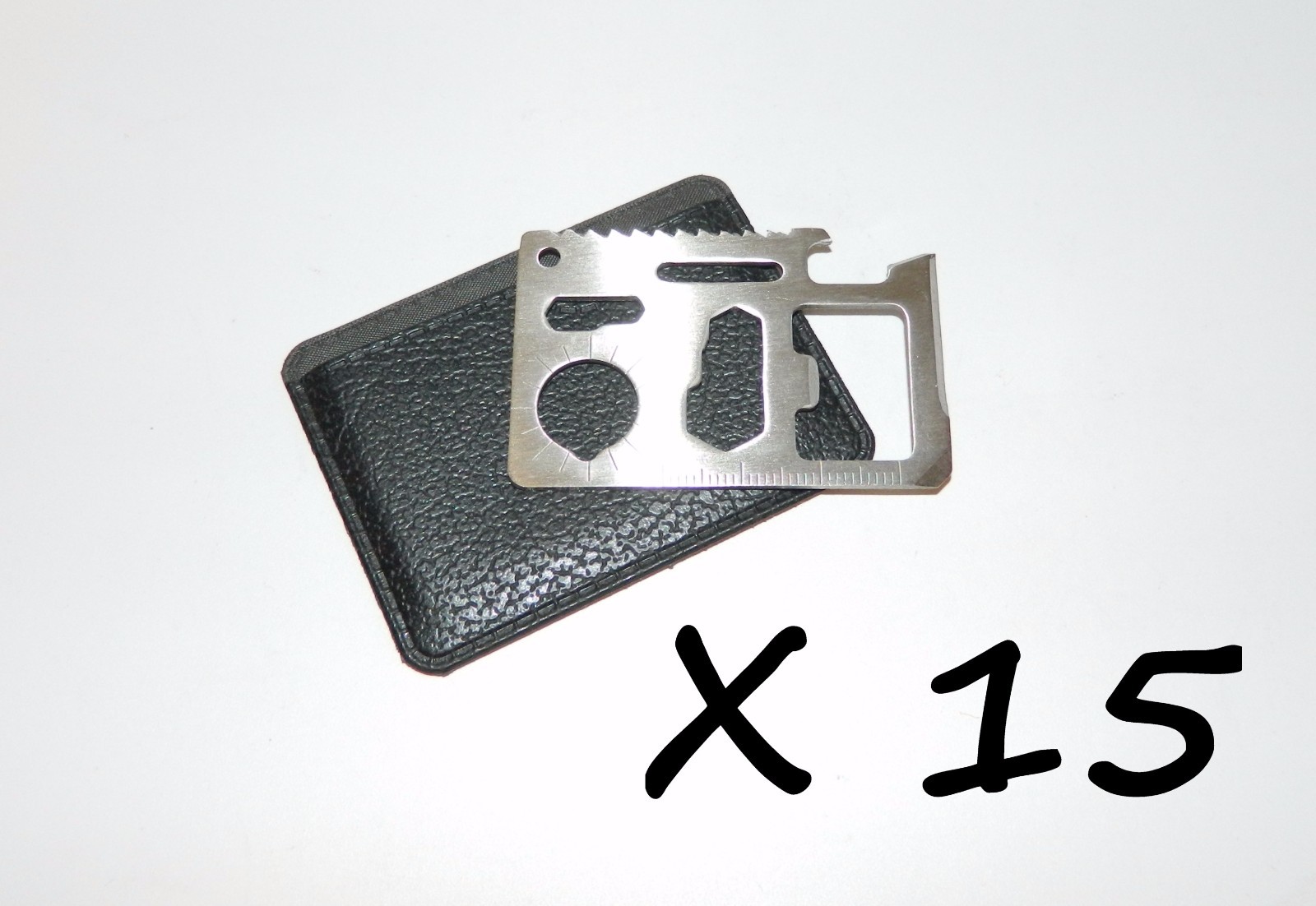 15 X Outdoor Emergency Survival Compact Thin Strong Multi Tool Card With Case