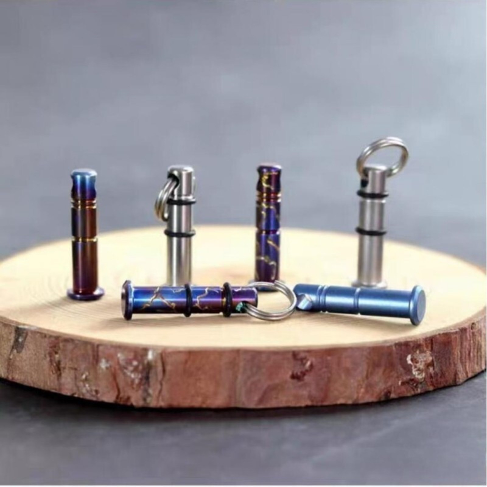 Titanium Lanyard Bead Bolt Holder with Split Ring Keychain Necklace Pendant DIY