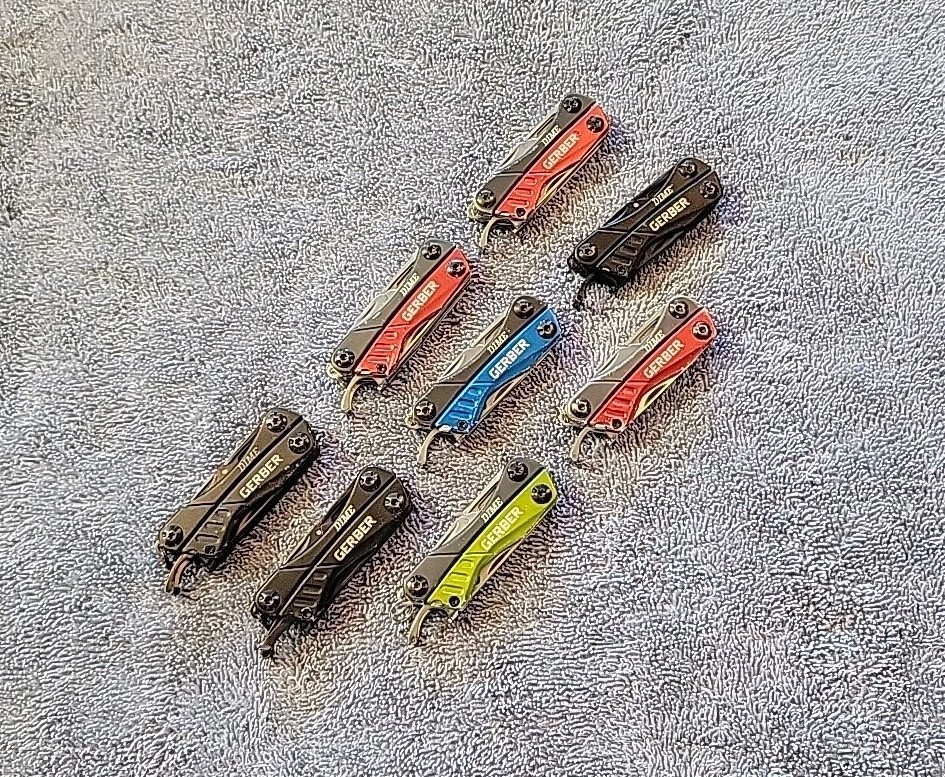Gerber Dime Mini Keychain Multi-Tool – LOT OF 8 – Knife – Pliers – Scissors