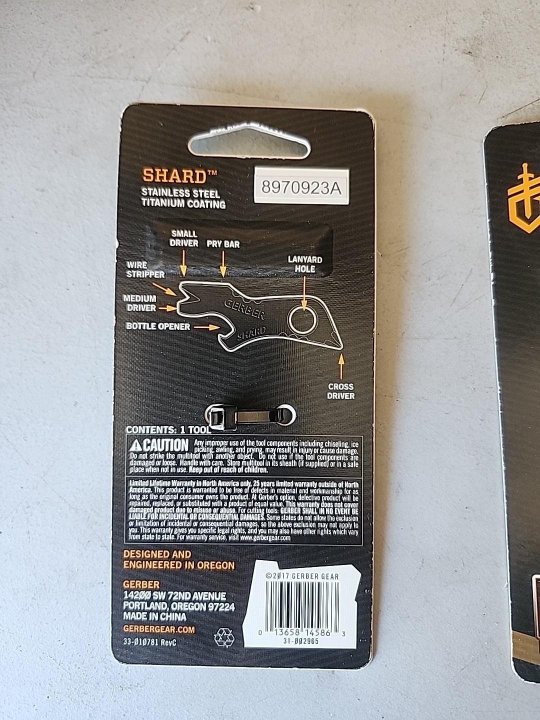 2 New Black Gerber Shard Keychain Multi Tool Screwdriver Bottle Opener Pry Bar