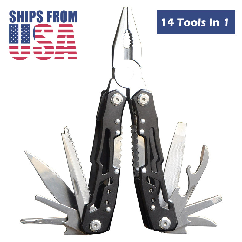 14-in-1 Foldable Stainless Pocket Heavy-Duty EDC Multi-Tool With Sheath