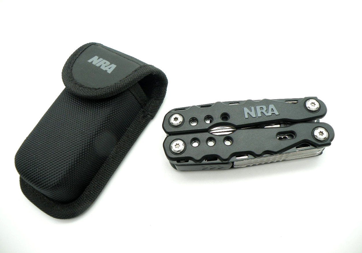 NRA Multi-Tool With Black Nylon Belt Case 22 Tools Survival Camping Handyman