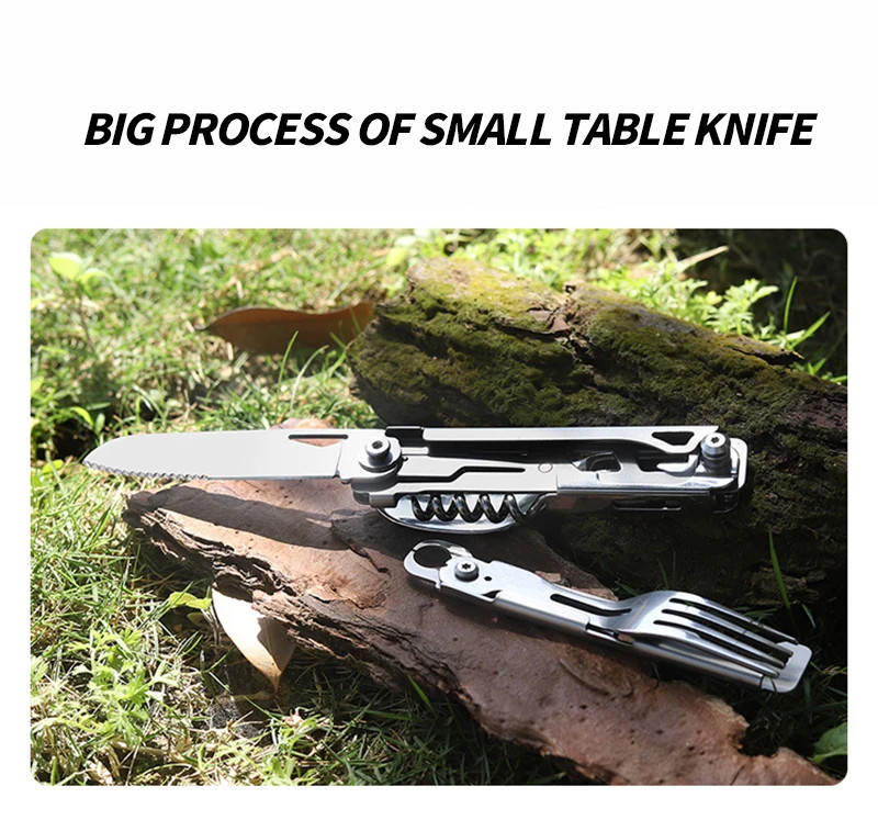 Multifunctional tableware Portable Stainless Steel Rope Knife Card Outdoor