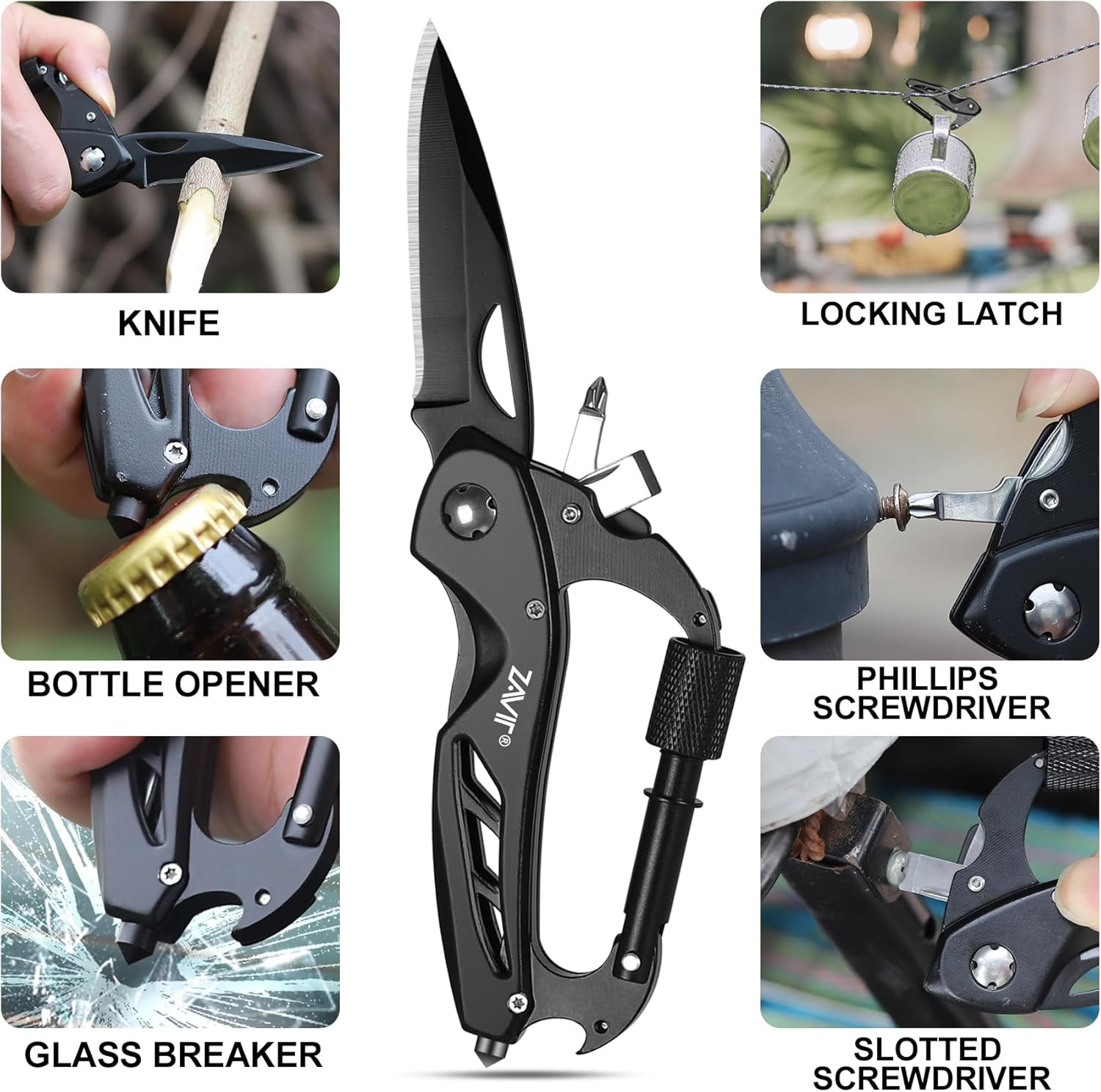 Gifts for Men, Multitool Carabiner with Pocket Knife Men Valentines Day, Mens St