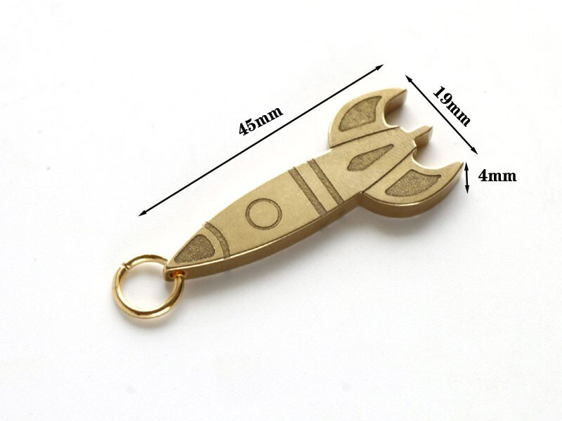 Mini Brass Rocket Shape Keychain Pendant Bead Necklace Men Clothing Accessories
