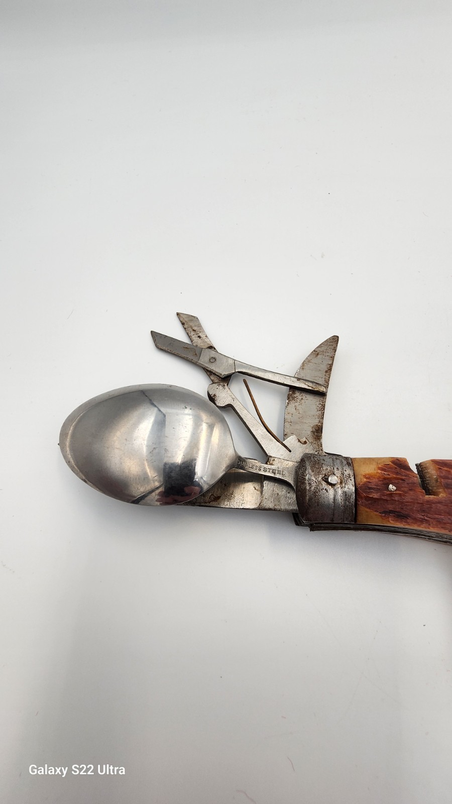 Vintage HAL Co. Japan Multi-Tool Hobo Pocket Knife Fork Scissors Bottle Opener