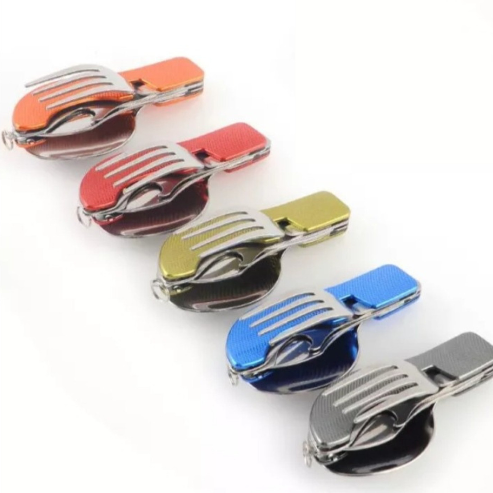 Camping Eating Utensil Set Folding Emergency Cutlery Knife Fork Spoon Kit NEW SS