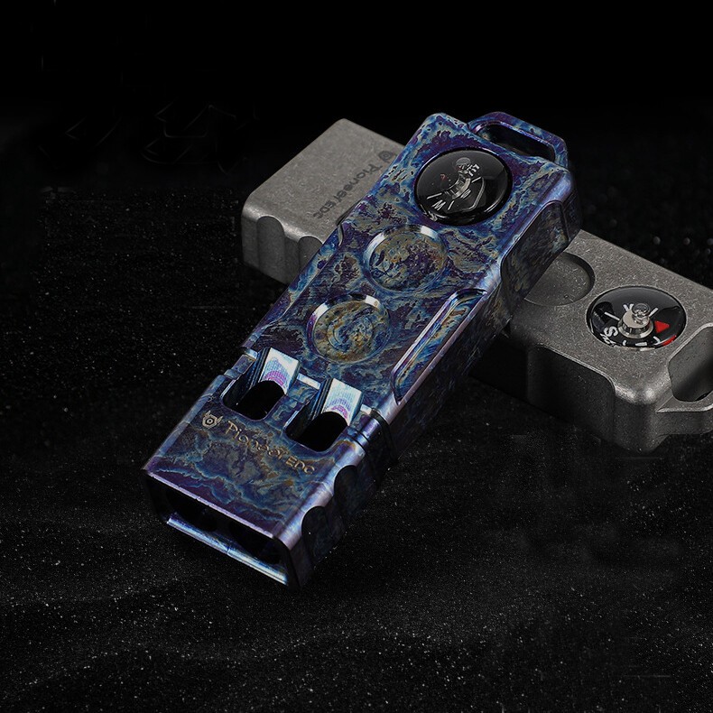120DB Titanium Double Tube Whistle w/ Compass Outdoor Survival EDC SOS Tools