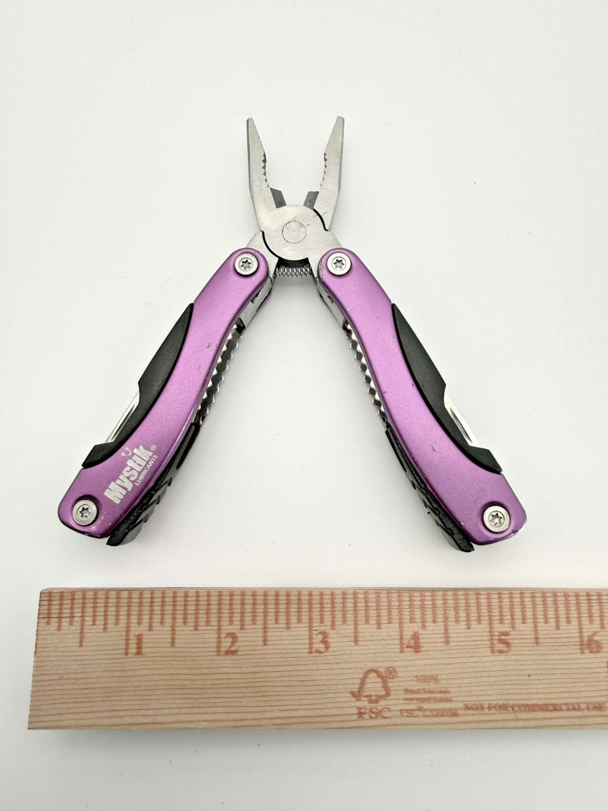 Mystik Multi Tool Pliers Knife Saw Screwdrivers File Purple Handle EDC