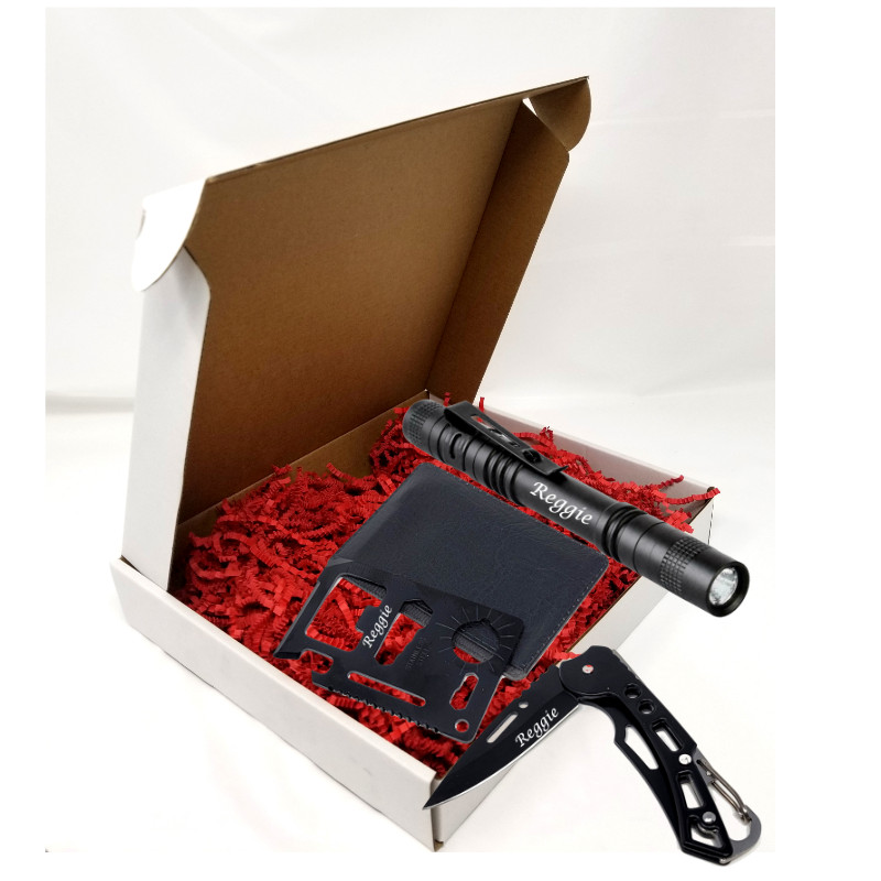 Custom Engraved 3pc Compact Outdoor Kit Designed for Camping & Daily Utility Use