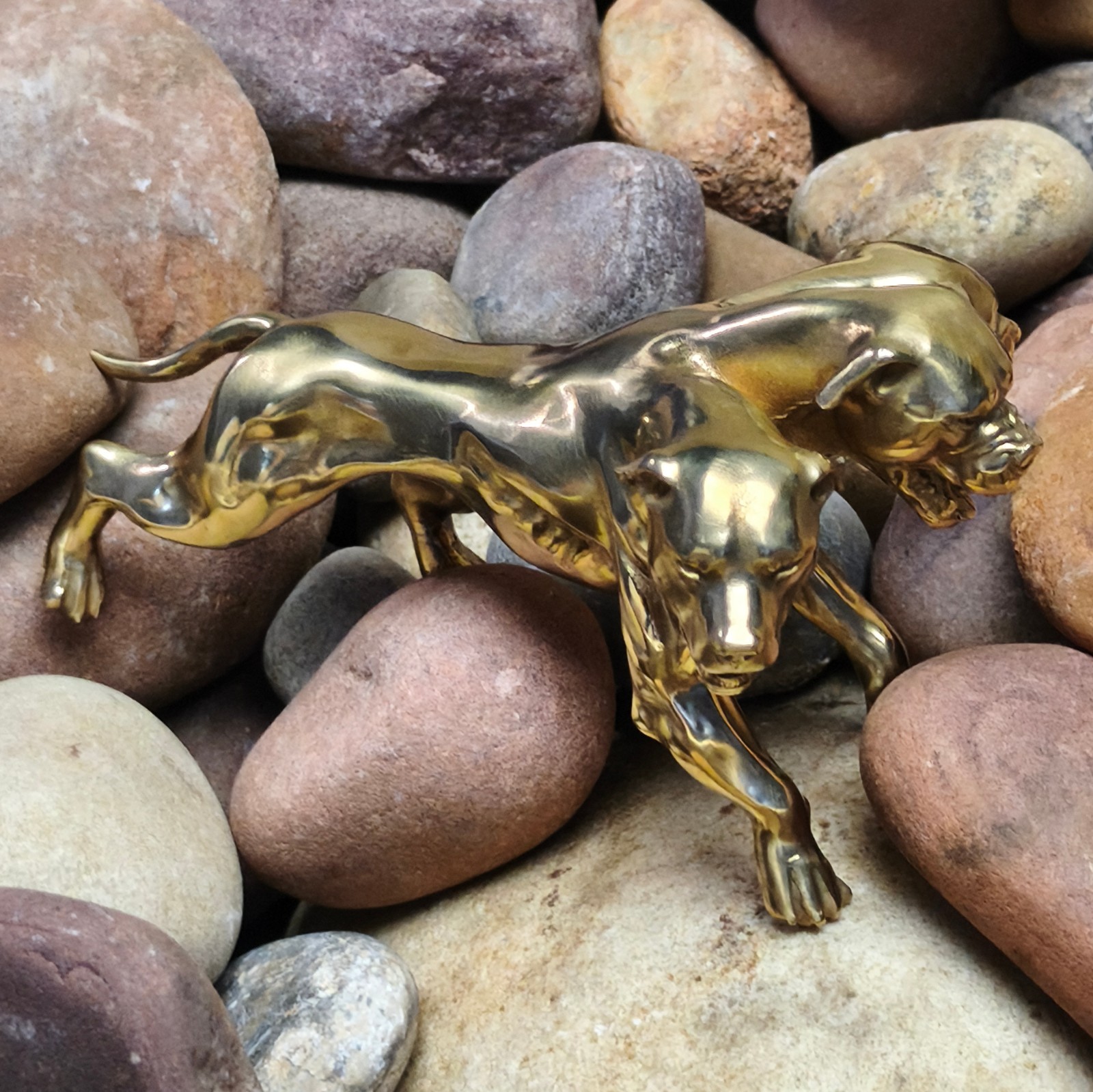 Purple copper sculpture Cerberus hellhound three head animal canine monster dog
