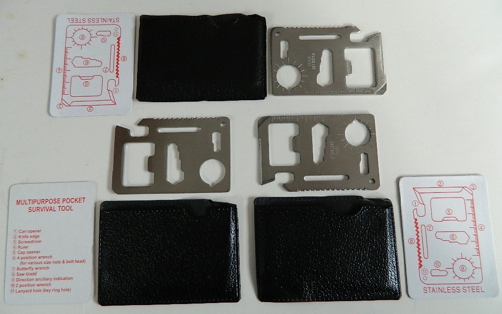 11 IN 1 OUTDOOR CAMPING SURVIVAL POCKET CREDIT CARD KNIFE, MULTI-TOOLS, LOT OF 3