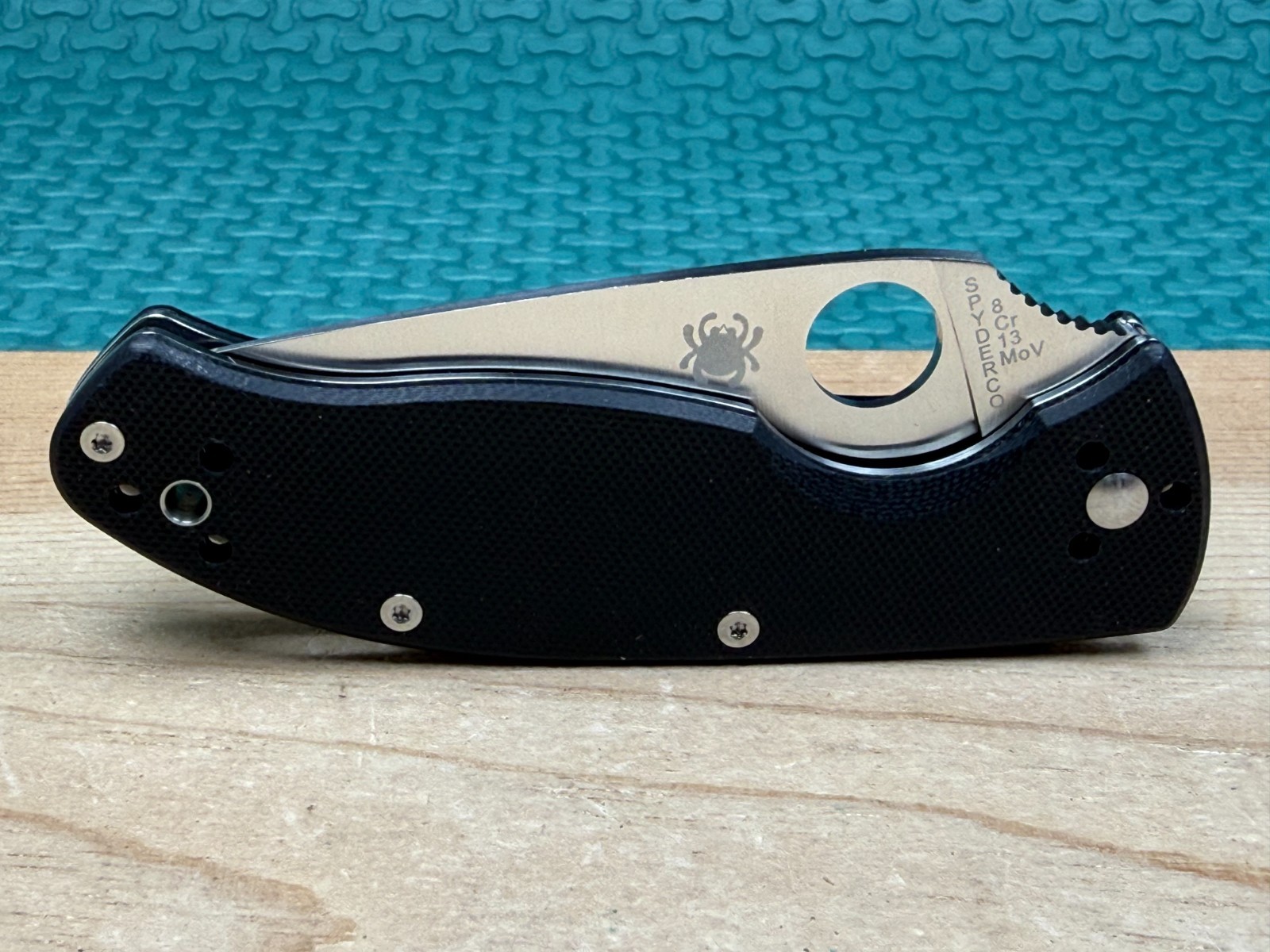 Spyderco Tenacious 8Cr13MoV Straight Edge Black G-10 Blade Folding Pocket Knife
