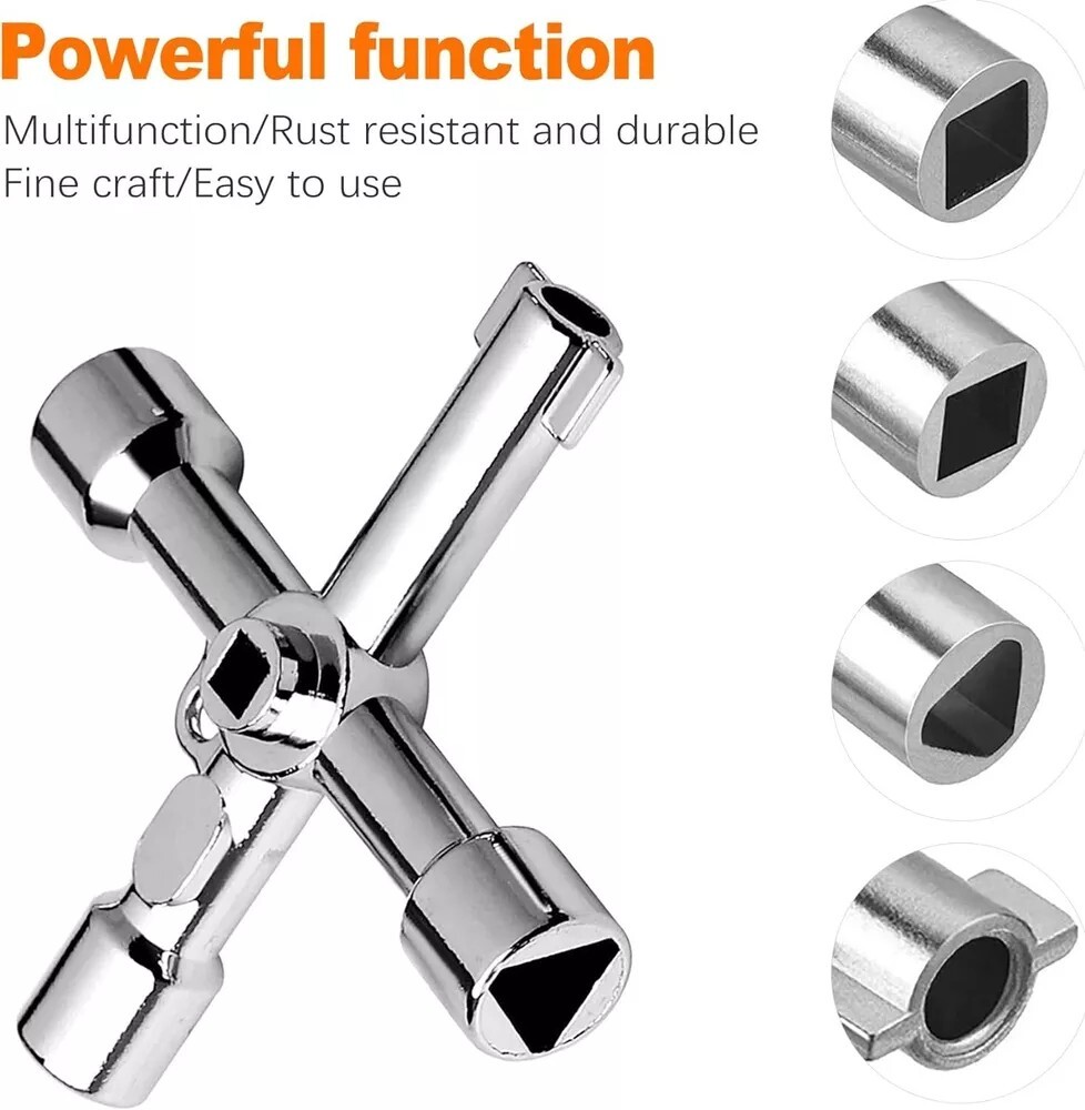 CoguZed 2 Pack Sillcock Key Set, 4 Way Water Key Tool, Multi-Functional Silcock