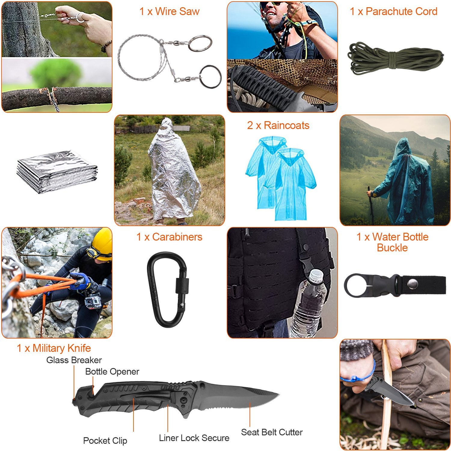 121Pcs Per Set Survival Kits Professional Emergency Survival Gear Tactical First