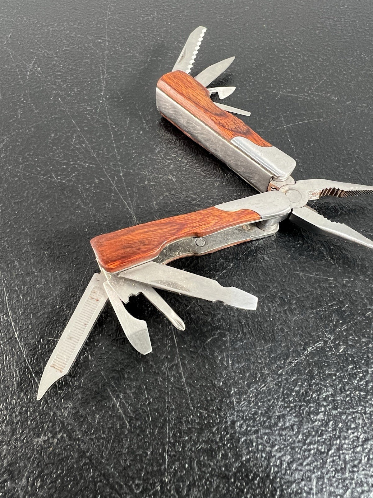 Sheffield Mini Multi-Tool with Wood Handles Pliers and Knife Set