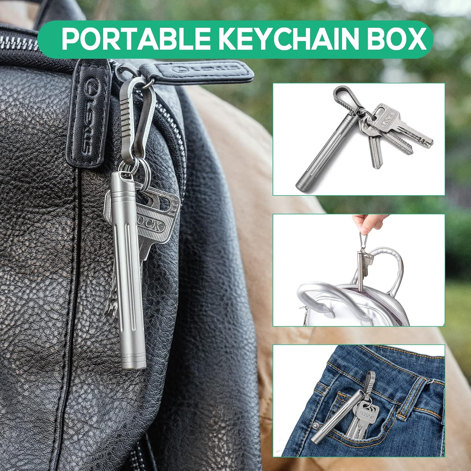 Titanium Portable Toothpick Holder Pocket with 3 Titanium Metal Toothpicks Reusa