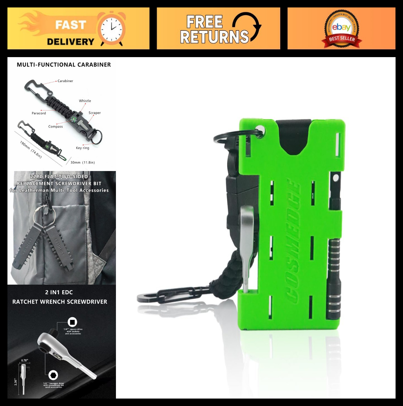 Multi-Tool Accessories Set, Double-Ended Screwdriver Bits, EDC Ratchet Wrench, G