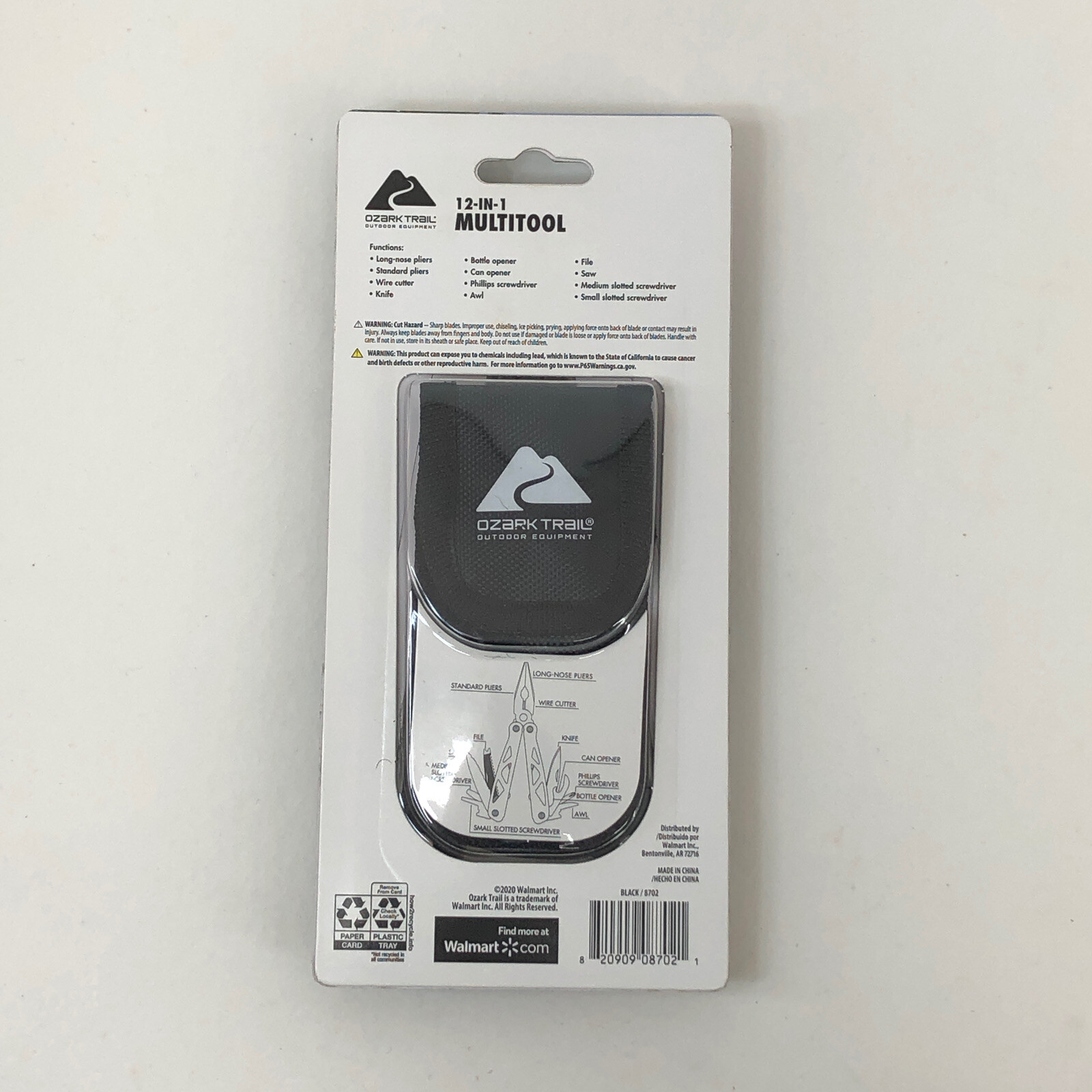 Ozark Trail 12 in 1 Pocket Multi Tool Compact Stainless Outdoor Bugout w Holder