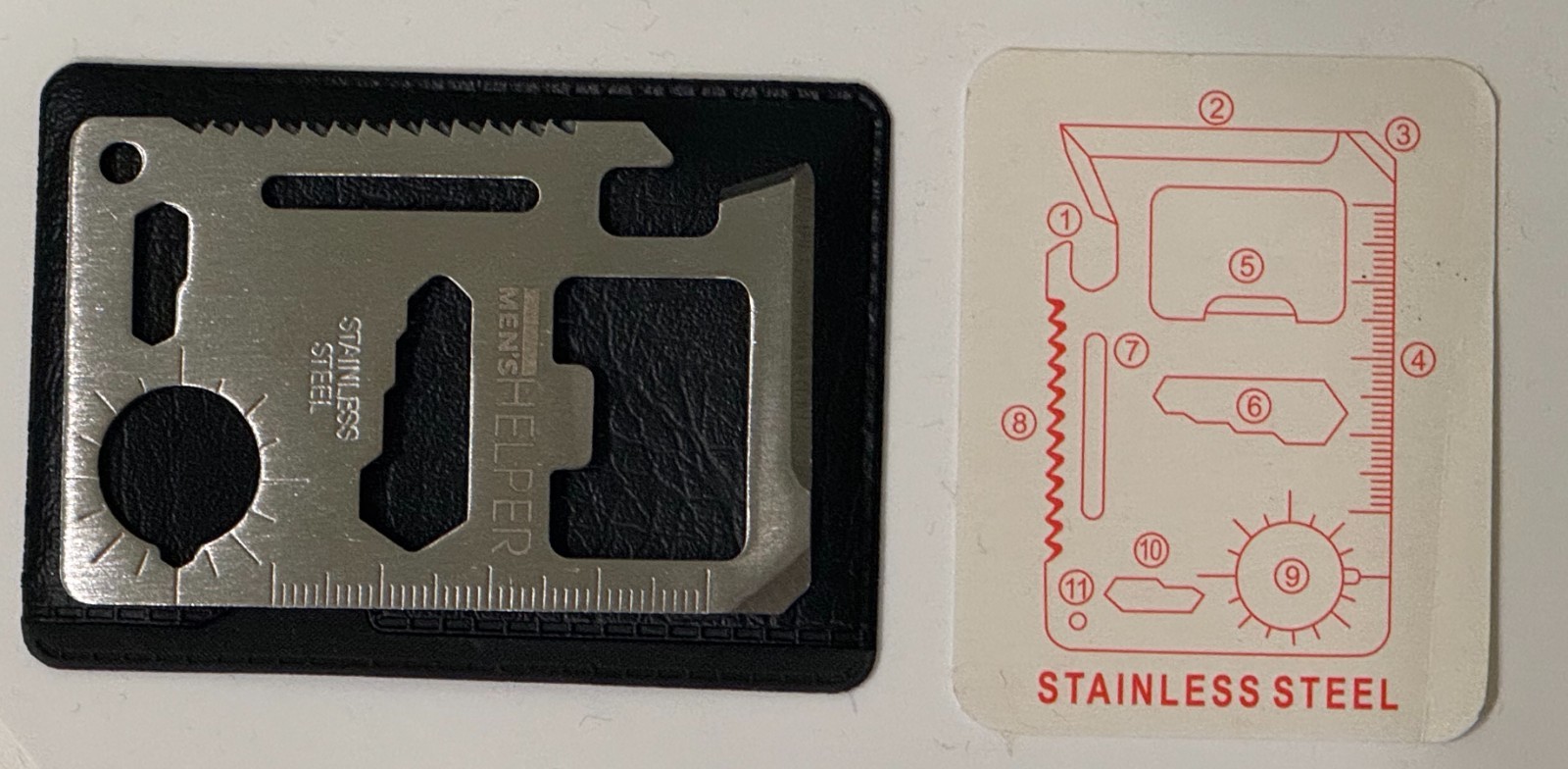 11 in 1 Credit Card Size Wallet Knife Stainless Steel Survival Multitool Utility