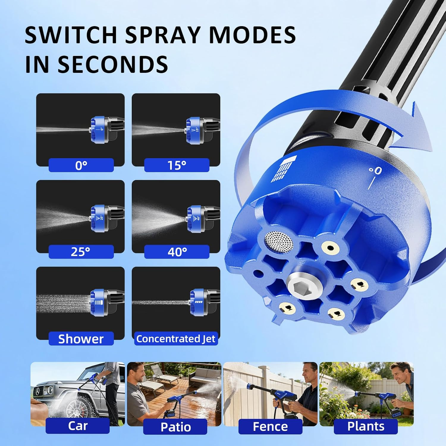 Portable Handheld Cleaning Tool, Lightweight Compact Spray Tool with 6-In-1 Nozz