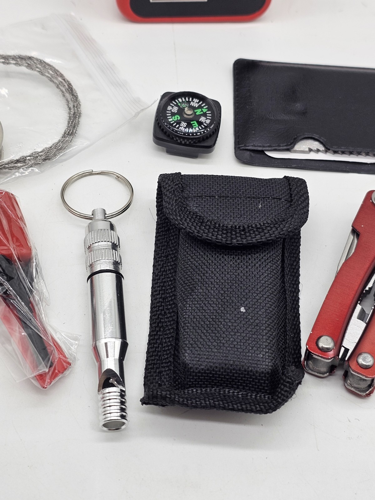 DPG Survival Pack MultiTool Card Compass Wire Saw Flint Whistle