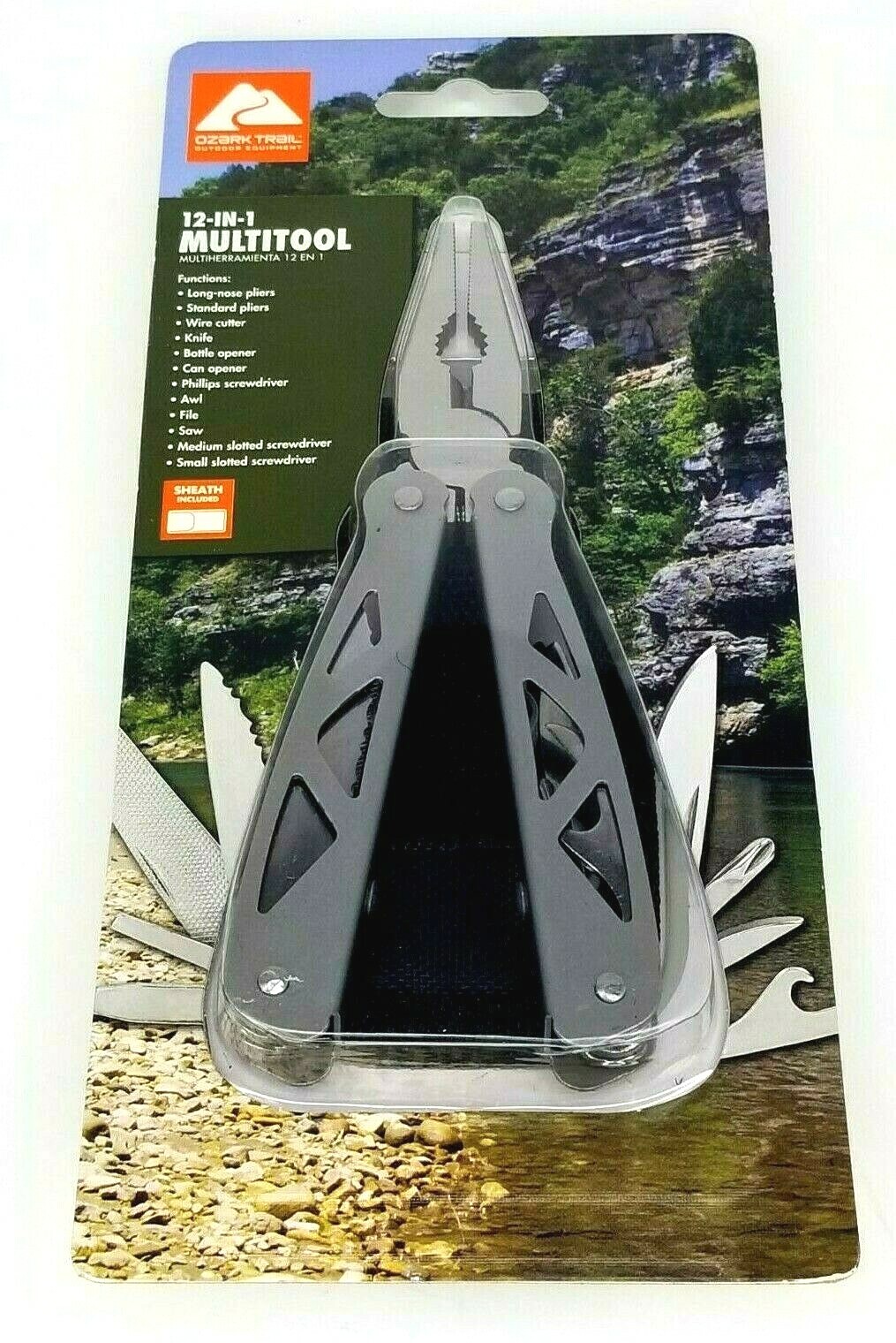 Ozark Trail 12-in-1 Multi Tool w/ Sheath Silver Finish Brand New In Packaging