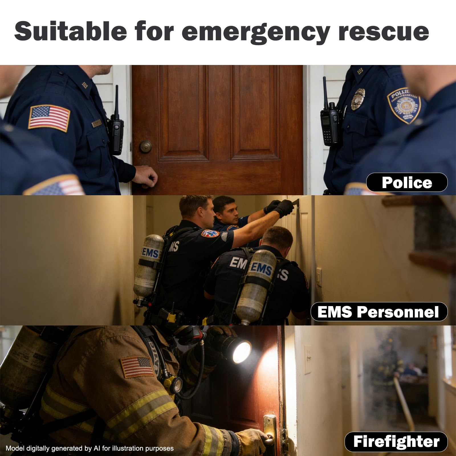 Firefighters’ Door Opening Tools Multi-Purpose Kit,3 Pcs Spring Steel Pry Set…