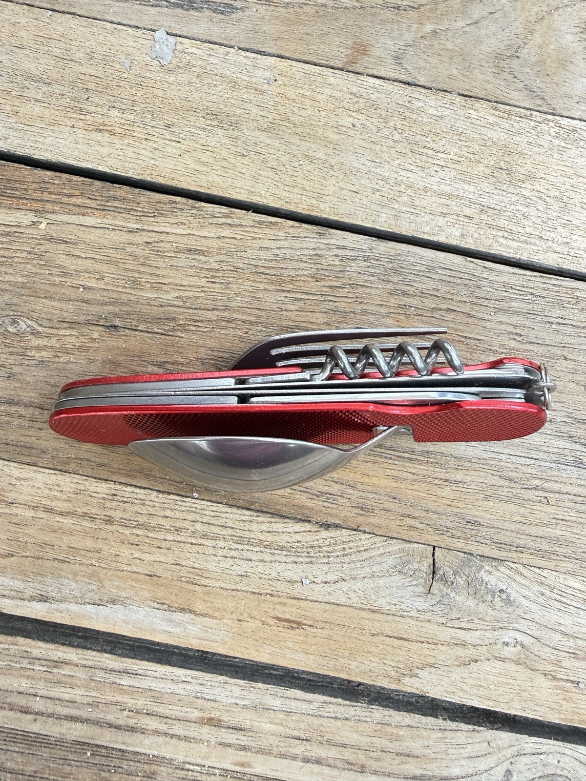 Lot of 2 Camping Utensil Multi-Tools Folding Spoon Fork Knife Corkscrew Hiking