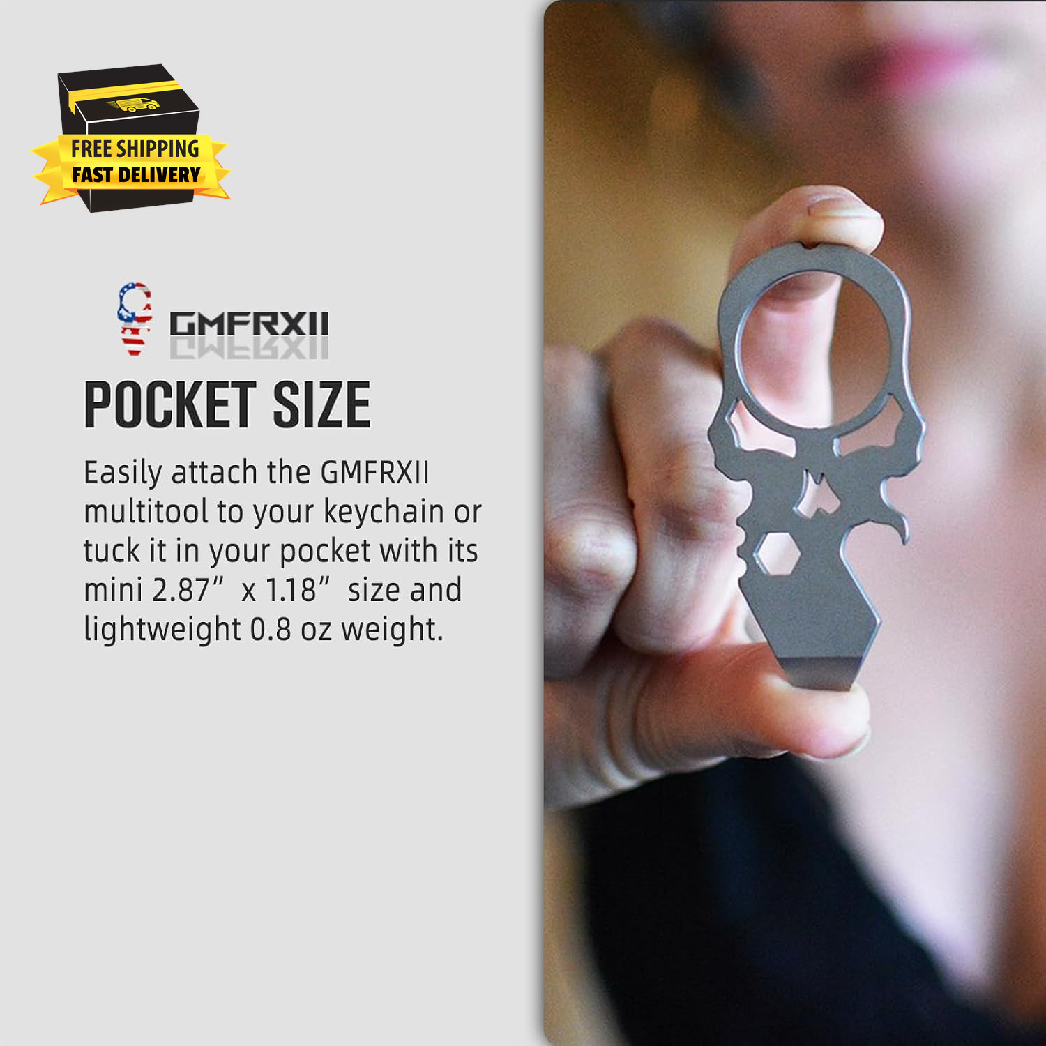 Skull Gear Shard 4-In-1 Keychain Bottle Opener Multitool with Screwdriver, Gifts