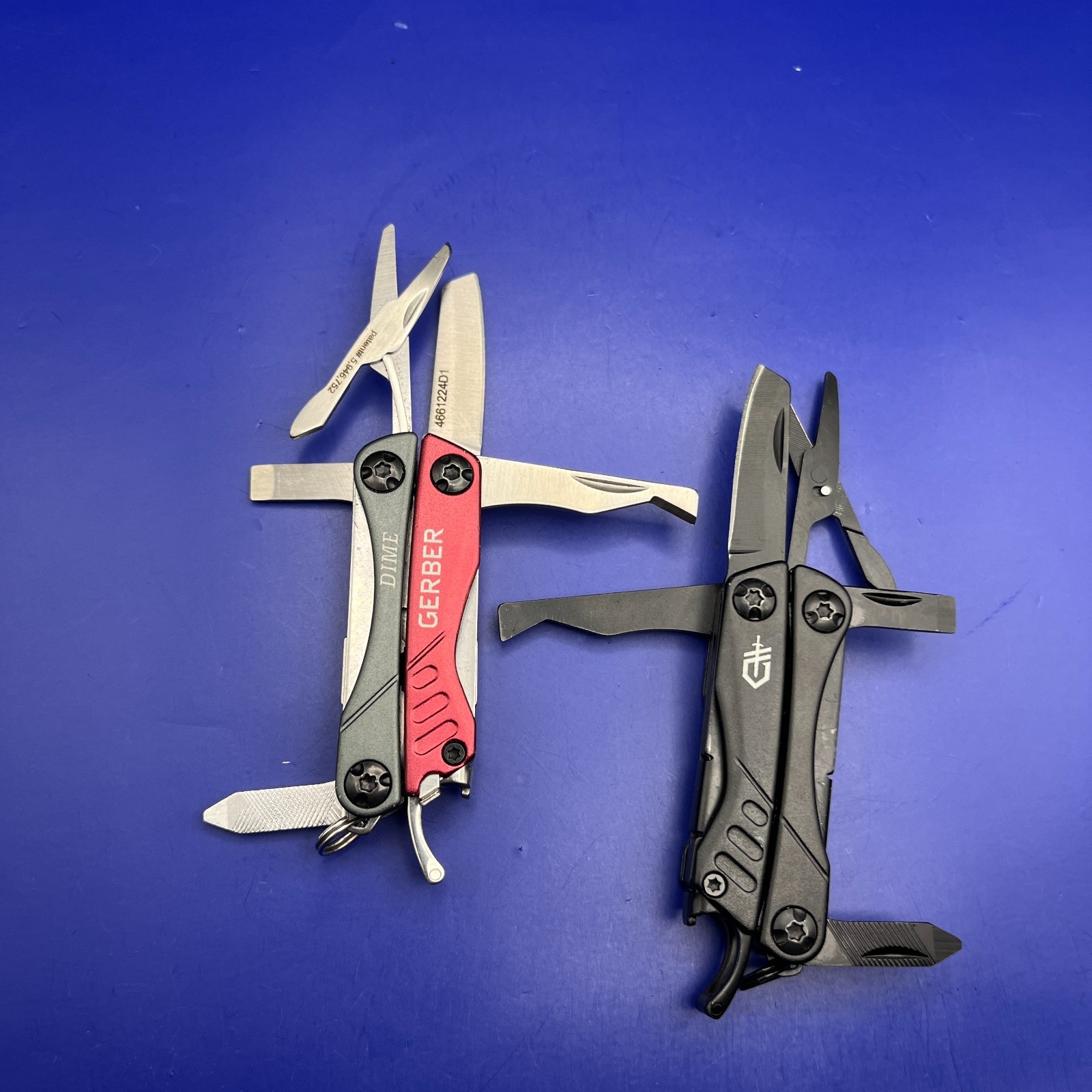 Lot of 2 Gerber Dime Multi-Tools Small Keychain Pliers Knife File Scissors