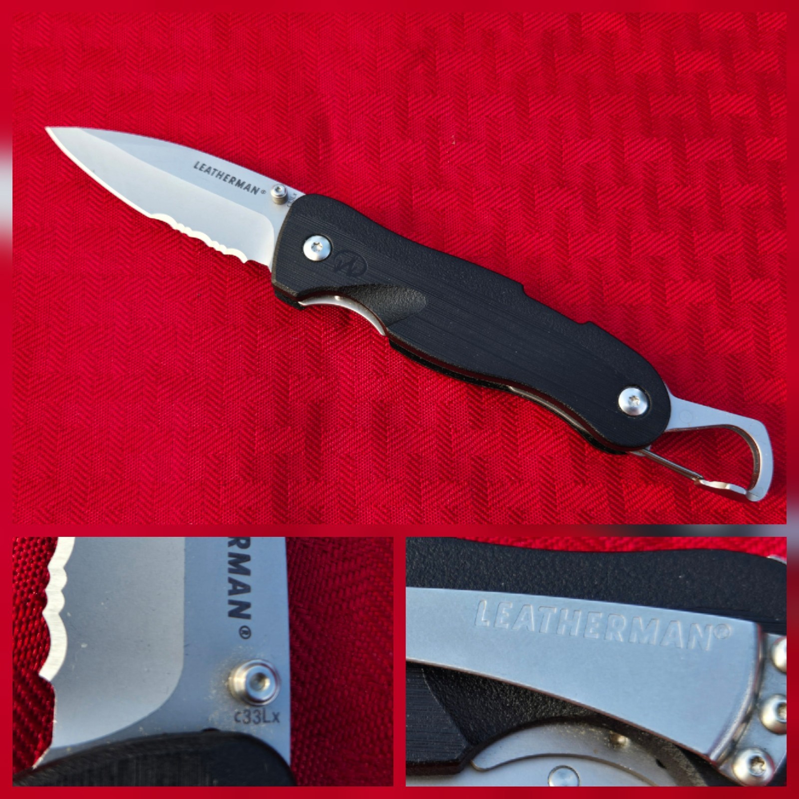 Leatherman Crater C33LX Folding Liner Lock Pocket Knife Carabiner Tool EXC