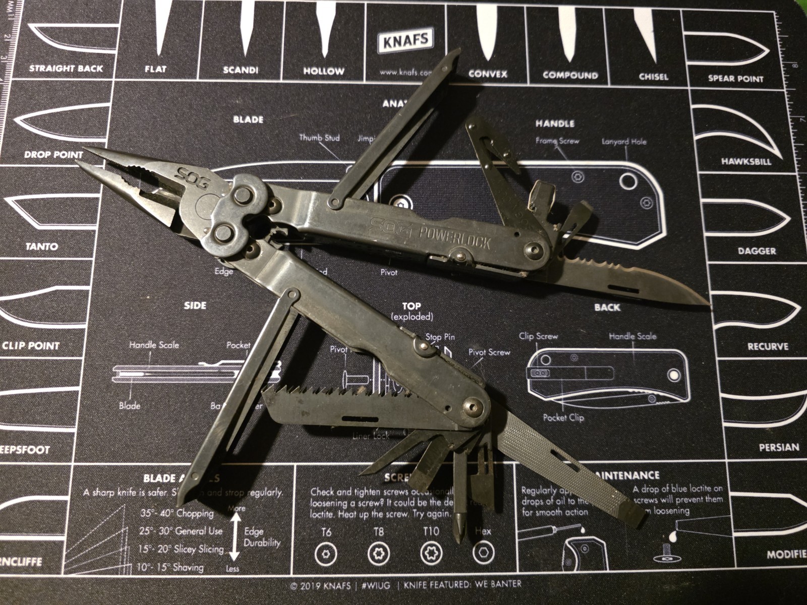 SOG PowerLock Black Oxide Multi Tool With Sheath Pliers,Saw,Screwdriver #9