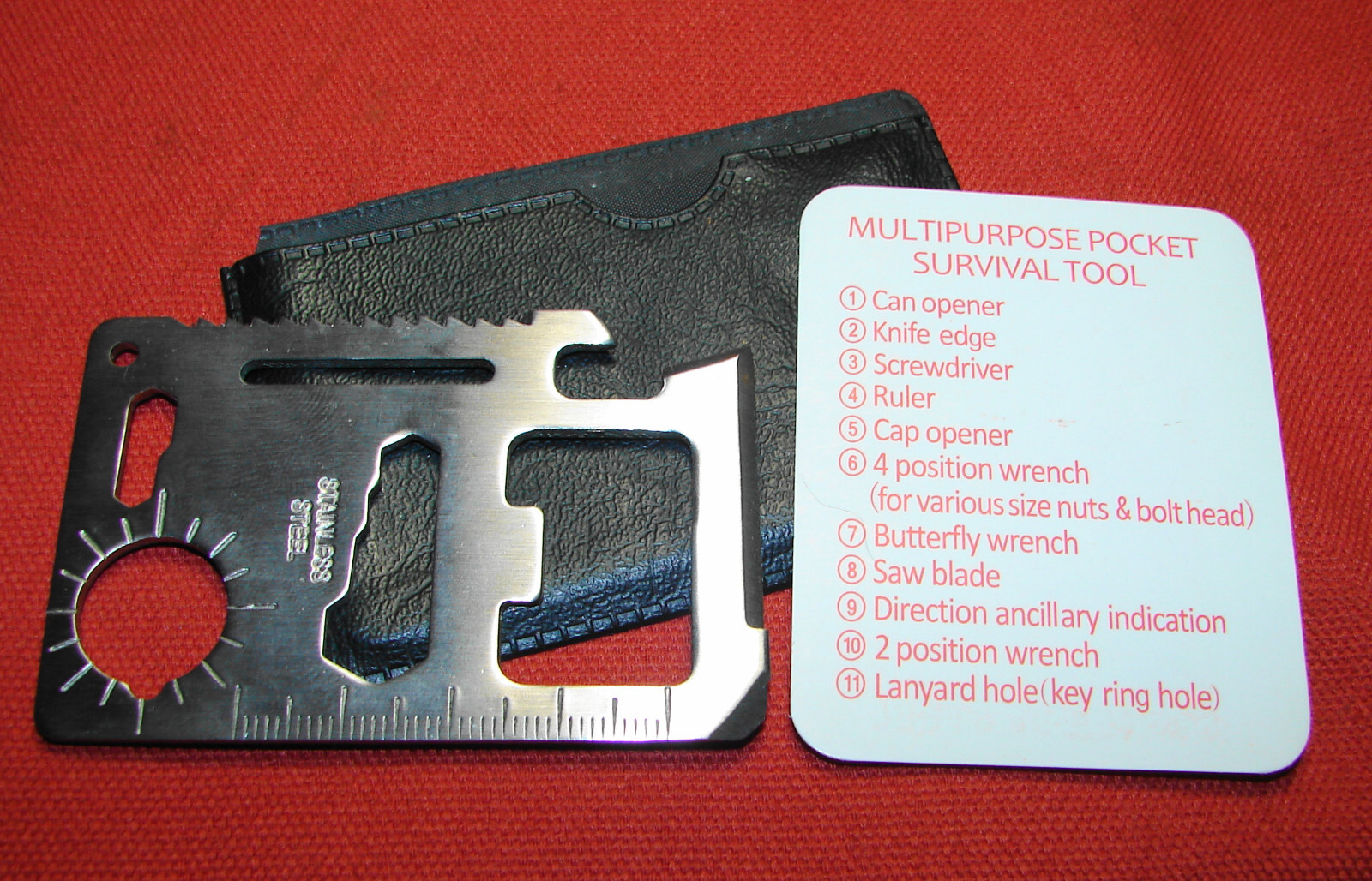 Lot of 13-11 Function Wallet Multitool,Multipurpose Pocket Survival Tool.Knife